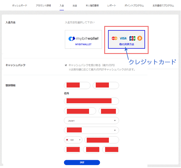 ザ・オプションの入金方法手順
